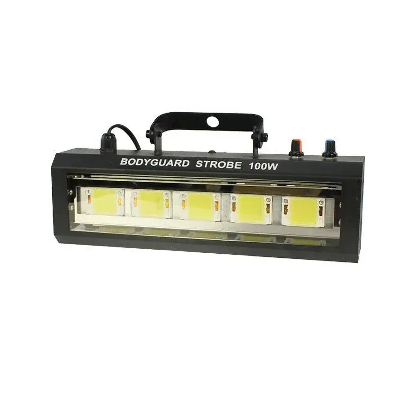 Black bodyguard 100w yellowish white strobe light bar with six cob leds and auto sound control carrying handle