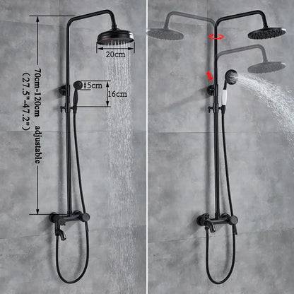 Black bronze bathroom shower set with matte finish fixed rainhead and adjustable handheld spray by decorbites black bronze