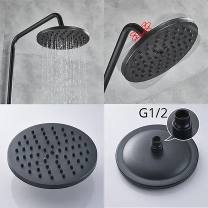 Black matte finished round showerhead with multiple nozzles and g1/2 threaded connection for decorbites black bronze shower set