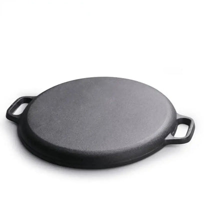 Black cast iron skillet pan with two sturdy handles ideal for cooking by Decorbites cast iron cookware