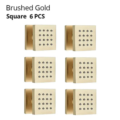 Brushed gold square glass door hardware pieces complement decorbites brass body round shower spa jets bathroom set
