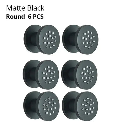 Matte black round showerhead set of six with brass body for spa jets bathroom decorbites brass body round design