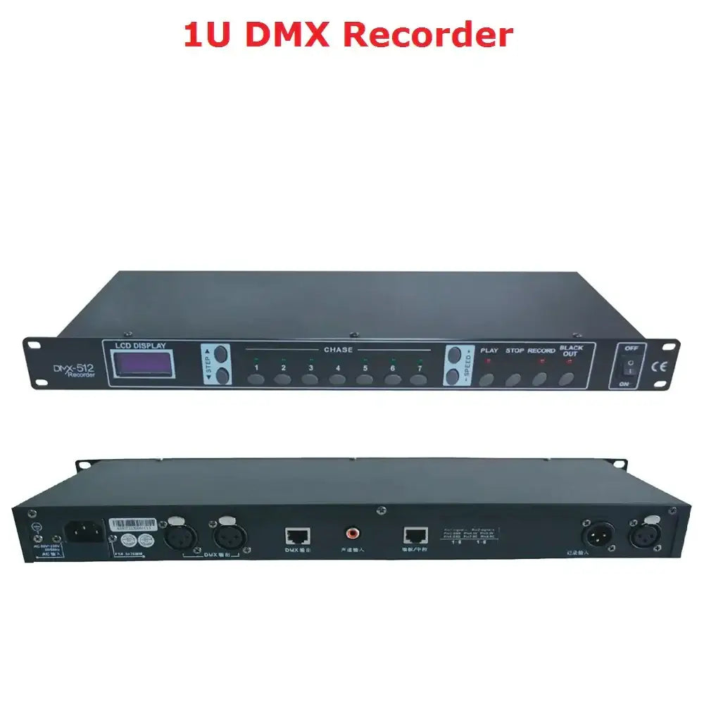 Black dmx512 controller 1u easy console with digital display and control buttons for lighting shows and stage use