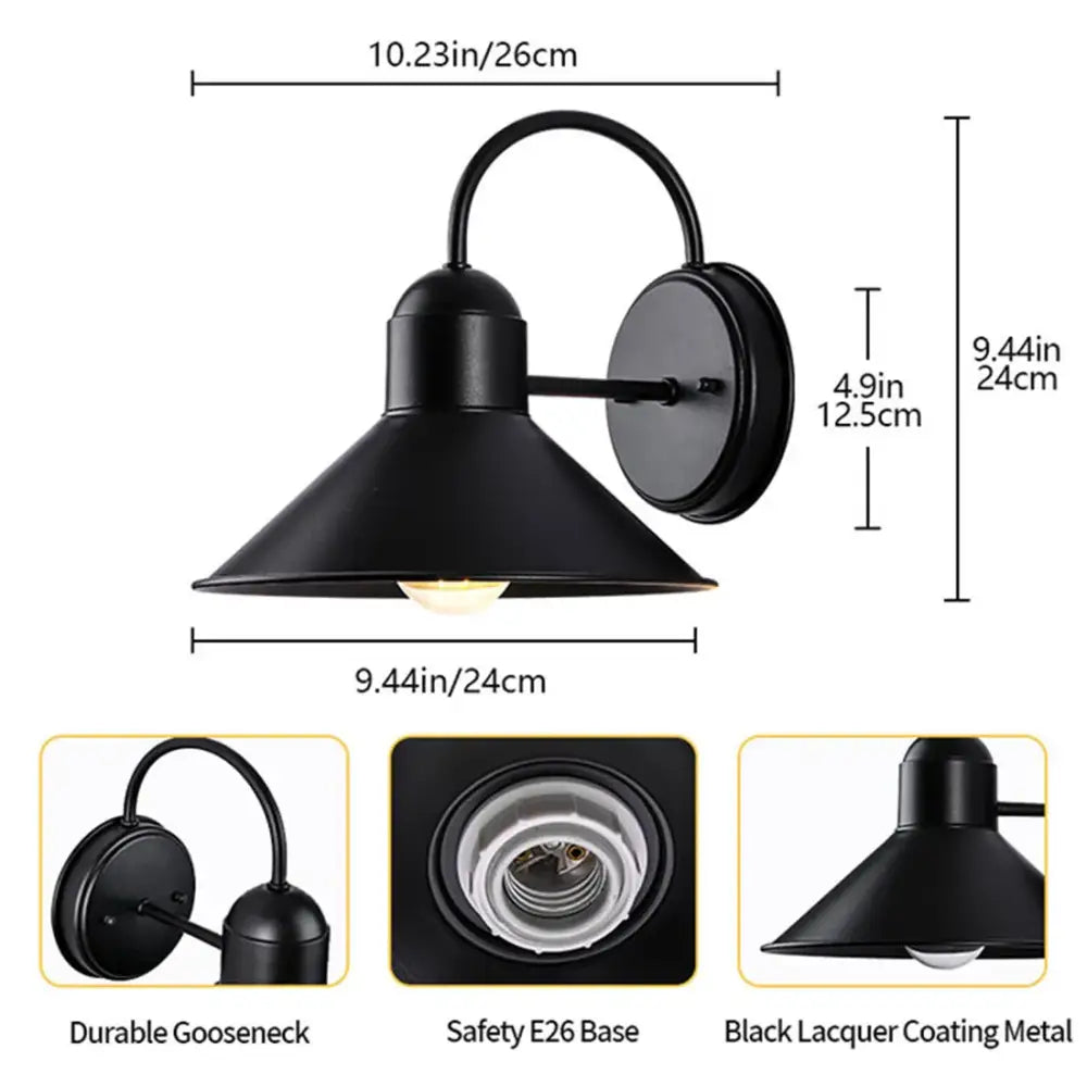 Black metal farmhouse barn lights outdoor gooseneck sconce with matte finish for porch decorbites black farmhouse