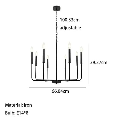 Black iron branch chandelier dining room pendant light with eight candle-style bulbs for elegant decorbites iron branch decor