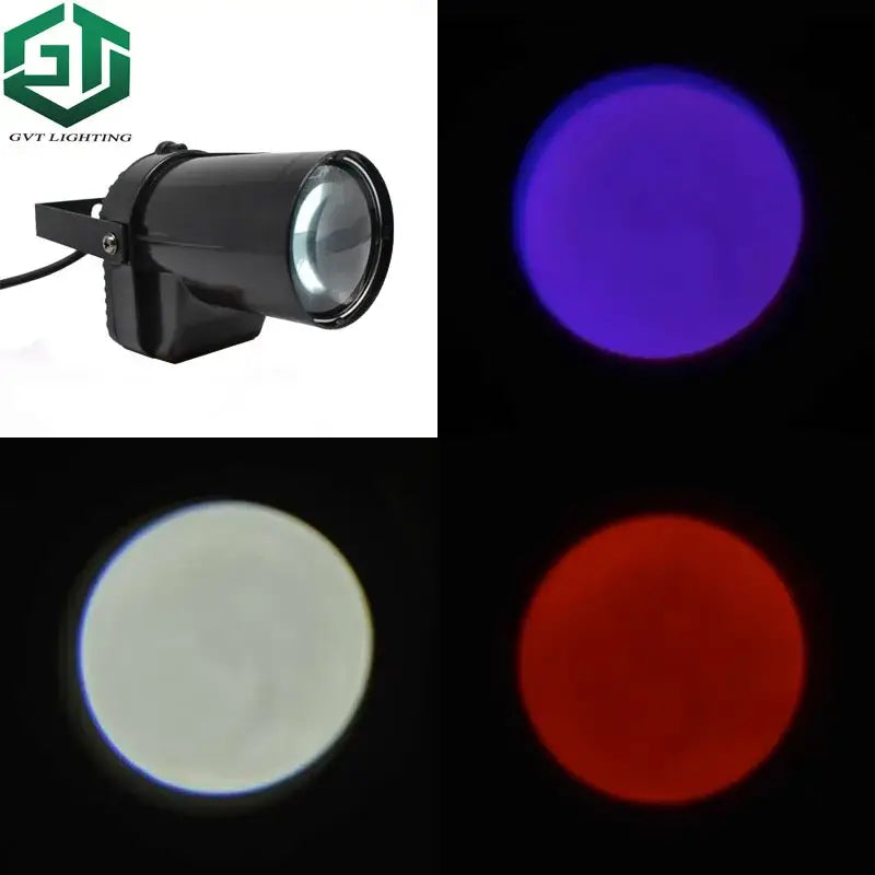 Black gvt lighting led beam pinspot stage light with adjustable purple white and red beams for bar and party rooms