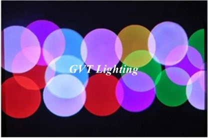 Black led beam pinspot stage light with colorful glowing red blue green purple and yellow decorbites led beam lights