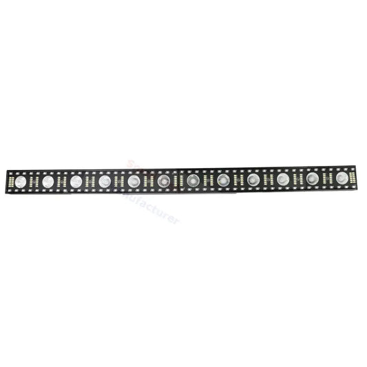 Black led wall wash bar light with sleek elongated design and evenly spaced circular lenses for living room dj strobe effect