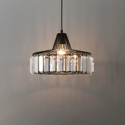 Black metal crystal kitchen pendant lamp with clear prisms pendant lamp for decorbites crystal kitchen decor