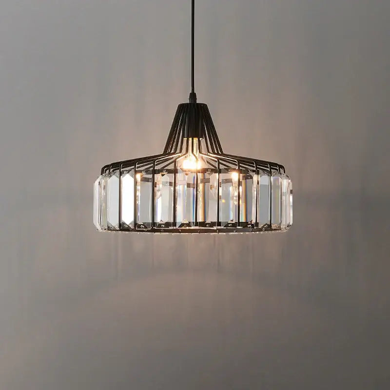 Black metal crystal kitchen pendant lamp with clear prisms pendant lamp for decorbites crystal kitchen decor