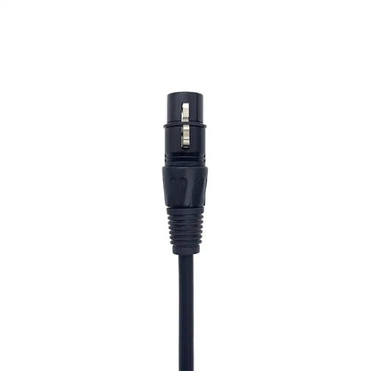 Black metallic dmx cable with black xlr male connector and threaded locking for stage lighting console use