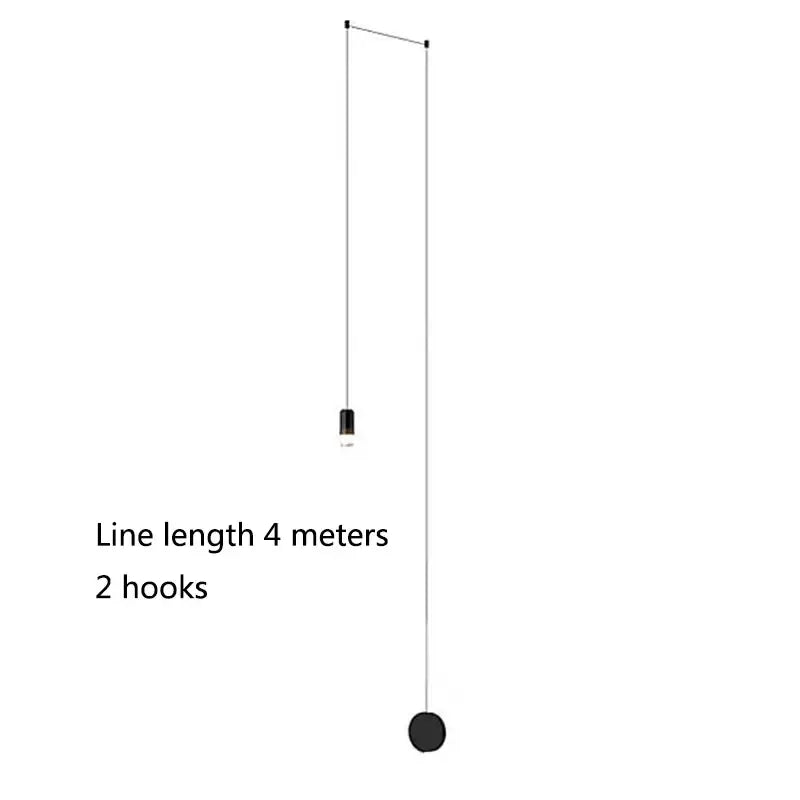 Black minimalist led wall lamp with 4 meter hanging line and two hooks for bedroom and living room decorbites black minimalist