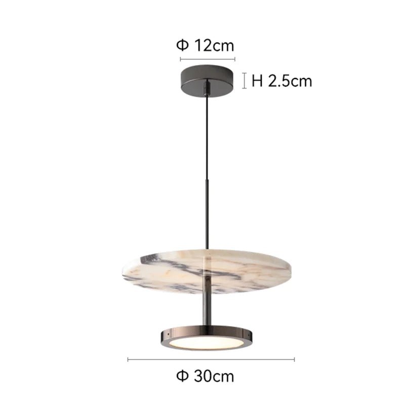 Black Natural Stone Round Pendant Light - Decorbites