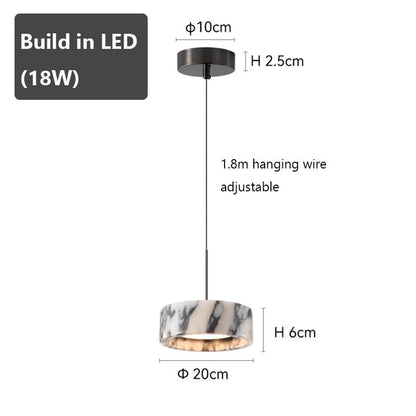 Black Natural Stone Round Pendant Light - Decorbites
