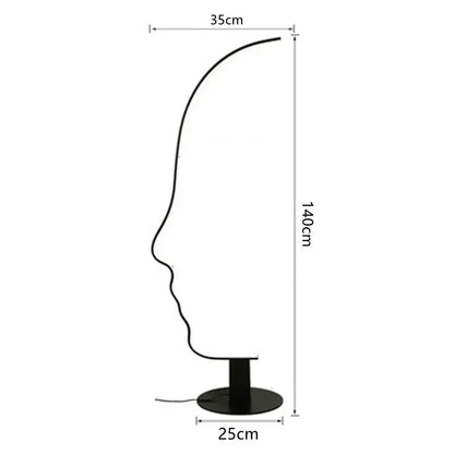 Black nordic human floor lamp with minimalist curved profile and circular base 140cm tall for living room decorbites black nordic