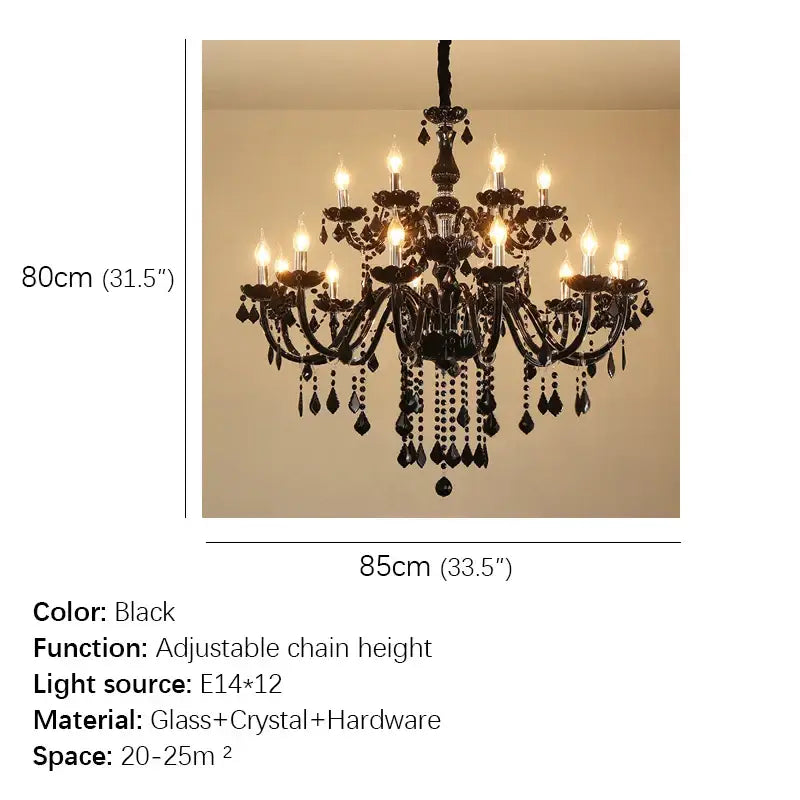 Black ornate crystal pendant chandelier with glass and crystal accents for elegant living room decor by decorbites crystal pendant