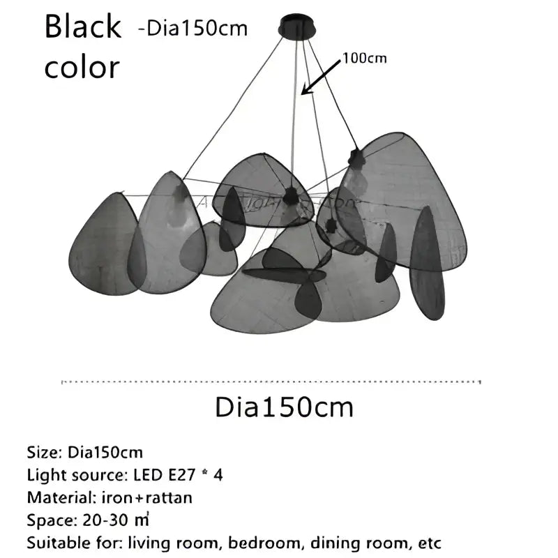 Black iron and rattan ceiling chandelier with four led e27 lights for dining room decorbites black rattan pendant