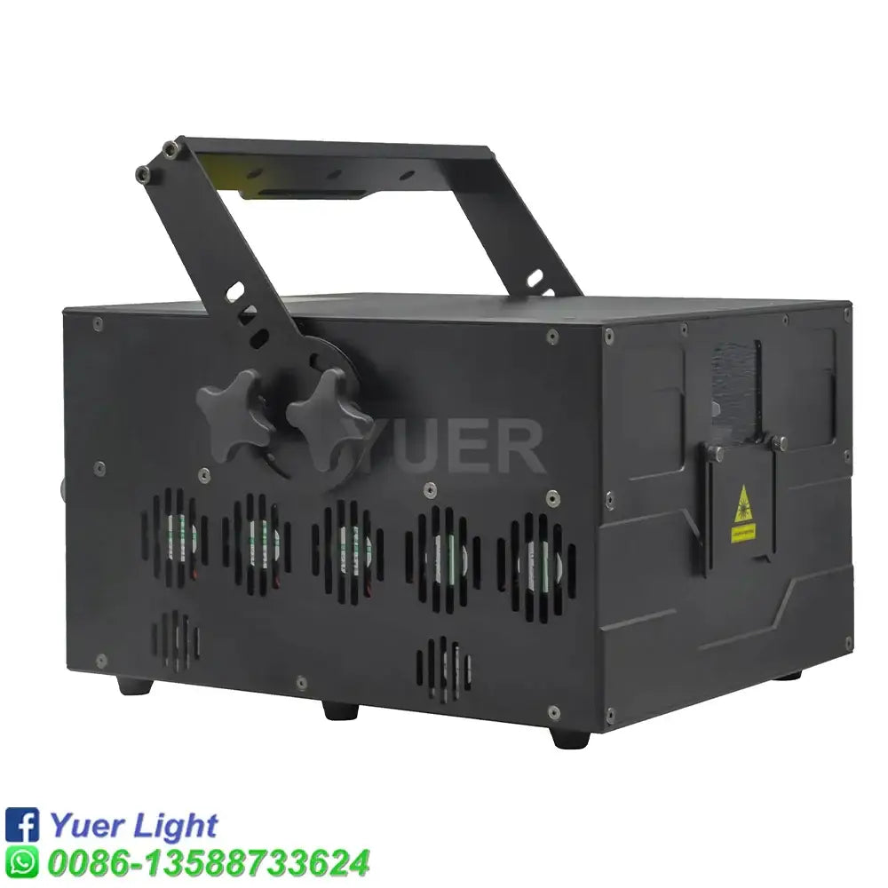 Black rectangular rgb color laser light party room projector by decorbites 20w rgb with handle and ventilation grilles