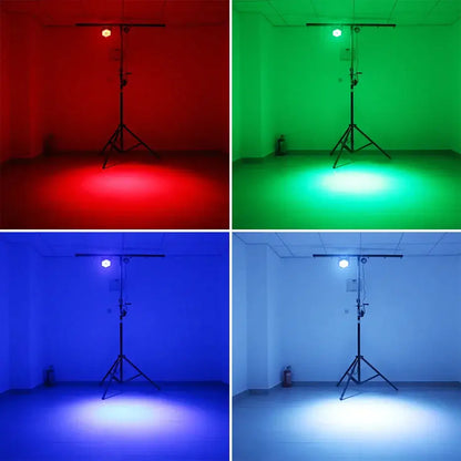 Black rgb par light 36 led stage show party lighting with tripod mounted panel emitting red green blue or white illumination