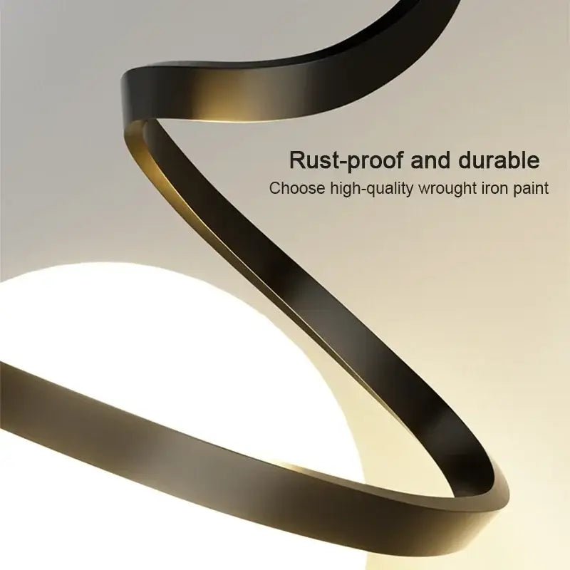 Black spiral cord pendant light with matte black finish gold edges and frosted glass for dining room cord pendant installation