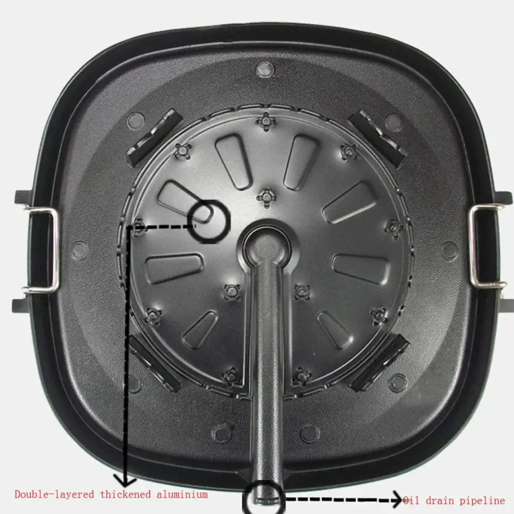 Black double-layered thickened aluminum oil drain pan with handles for korean bbq grill pan kitchen cookware