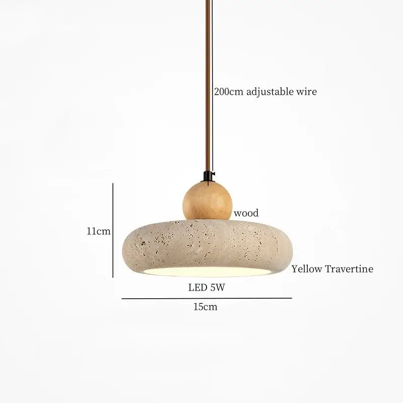 Yellow travertine pendant light with wooden sphere and 200cm adjustable wire for decorbites black travertine led collection