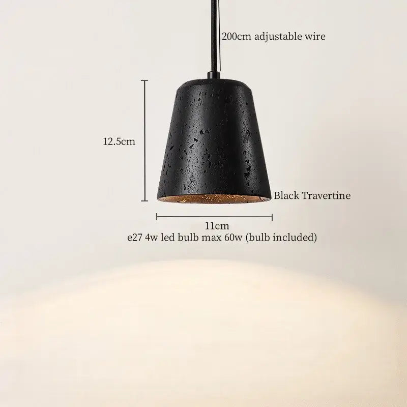 Black travertine pendant light with textured matte finish and warm interior for decorbites glass ball kitchen lamp