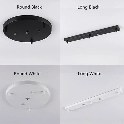Black and white 3 head pendant light with sleek base canopy plate for dining room minimalist lighting design