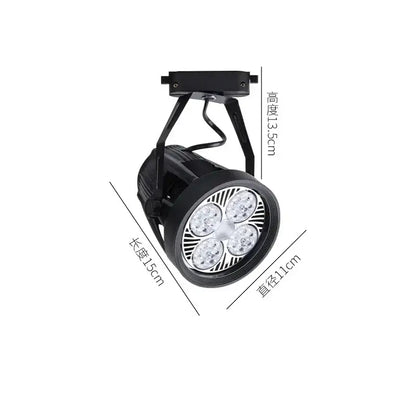 Black led track light with four circular bulbs in sleek metallic housing and adjustable arm for decorbites cob ceiling spotlight