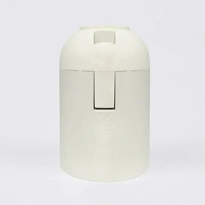 Cream-colored plastic lamp holder socket with hinged lid minimalist design for living room luminaire holder socket