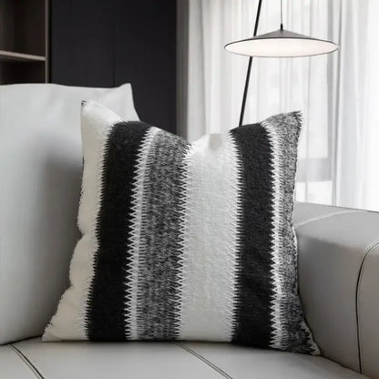Black and white striped knitted crochet cushion cover with textured pattern for living room decorbites knitted crochet decor