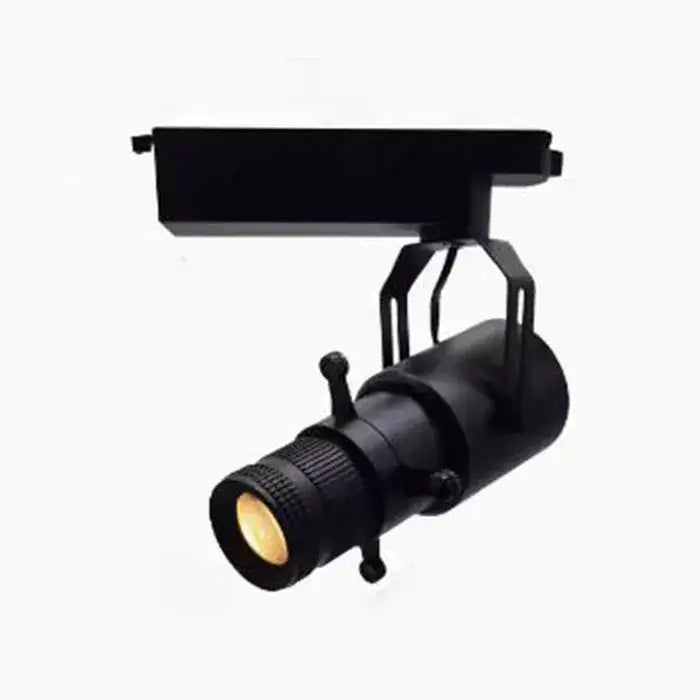 Black matte wireless remote led spotlight with cylindrical head and adjustable lens for stage and party lighting