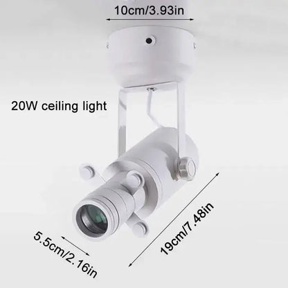 White 20w ceiling track light with adjustable head and mounting bracket for wireless remote led spotlight use