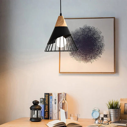 Black Wood Industrial Pendant Light - Decorbites