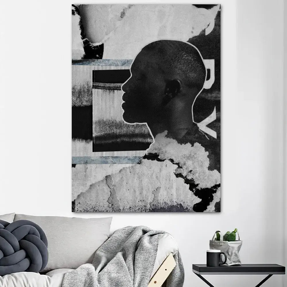 Black and white abstract portrait poster prints with stylized silhouette for home decor by DecorBites™ blonde ocean posters