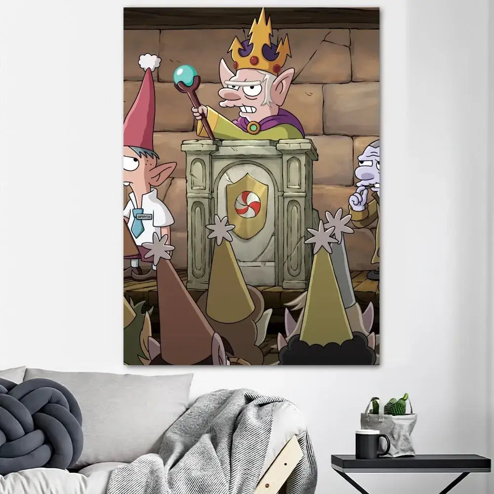 DecorBites™ poster prints featuring a cartoon king with gold crown for elegant oceans poster prints home decor