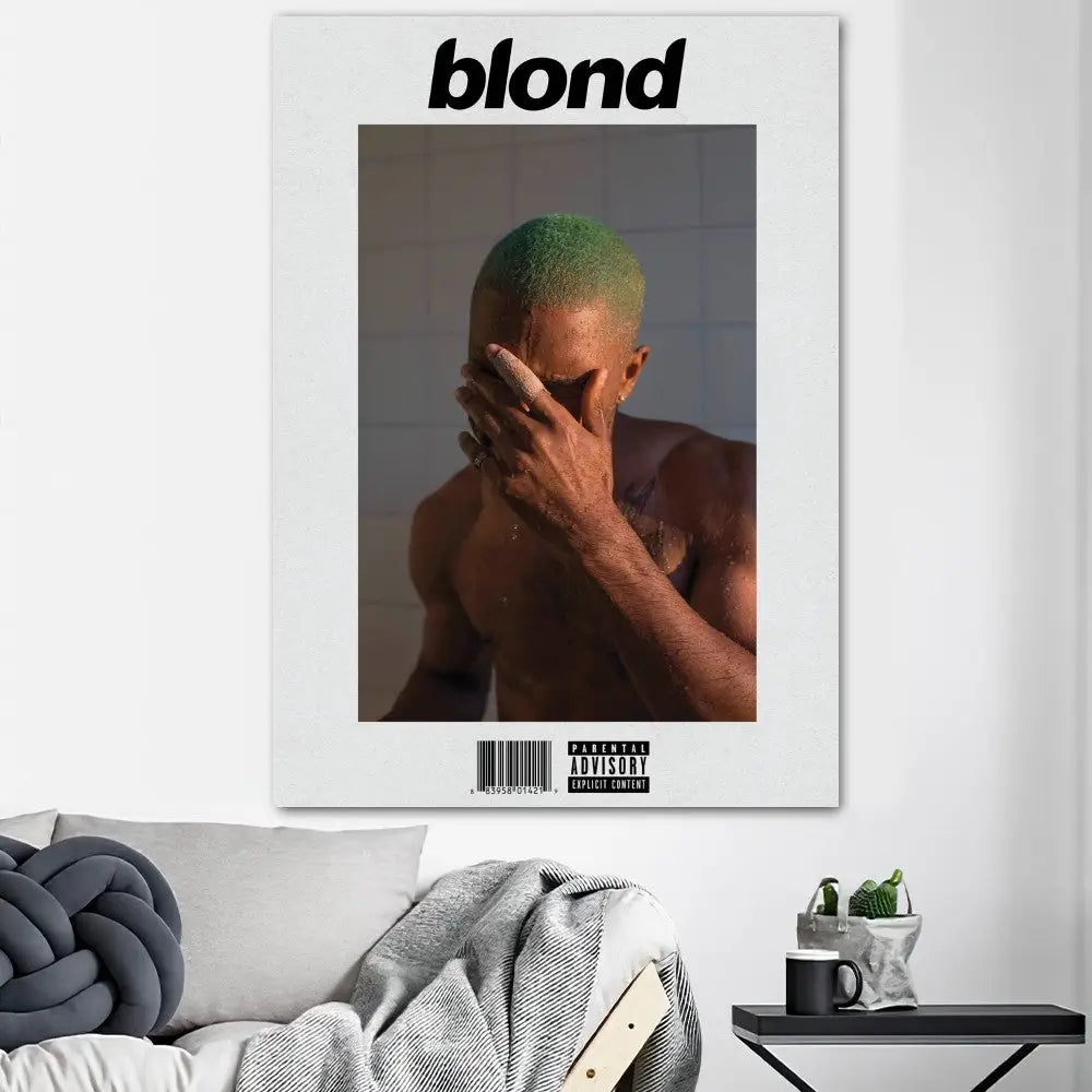 White-framed poster print of tyler the creator blond album cover for stylish home decor and oceans poster prints