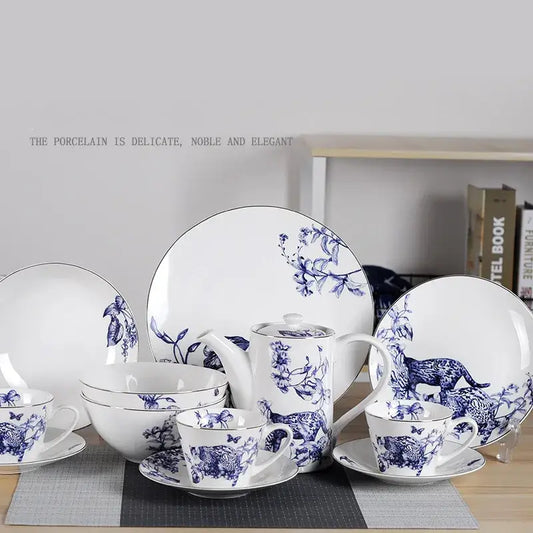 White porcelain blue and white floral porcelain kitchenware dining experience set with hand-painted decorbites kitchenware fruit plates