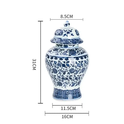 A classic blue white porcelain dragon ginger jar with intricate floral patterns for dining room storage decorbites blue white