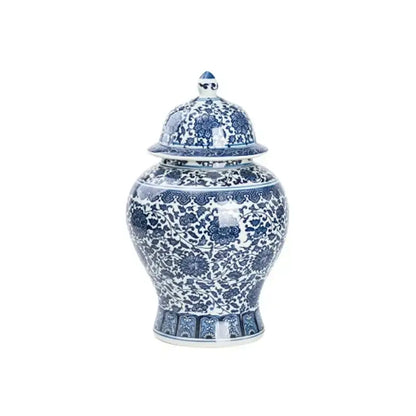 Blue and white porcelain dragon ginger jar featuring intricate floral patterns for dining room storage decorbites blue white