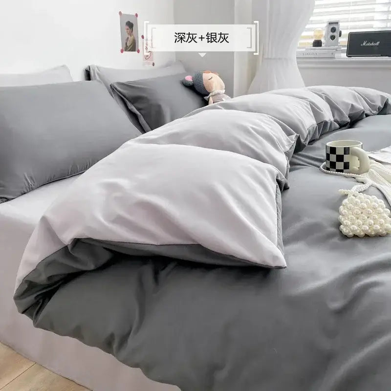 Gray and silver two-tone duvet bedding set with soft smooth fabric finish for decorbites comfort king size bedrooms