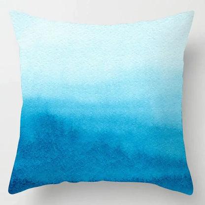 A blue geometric marble square throw pillow with a soft watercolor gradient for living room decorbites decor