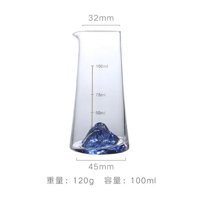 Clear glass measuring beaker with blue mountain base and 100ml markings from decorbites blue sake glass ice jug set