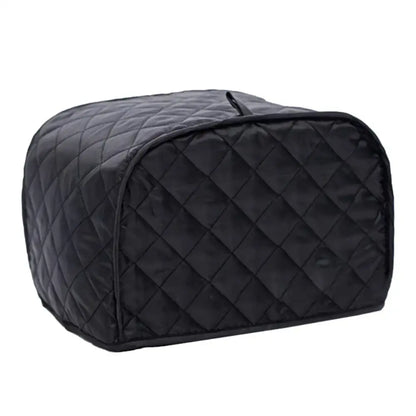 Black quilted fabric slice toaster cover with diamond pattern for kitchen appliance protection
