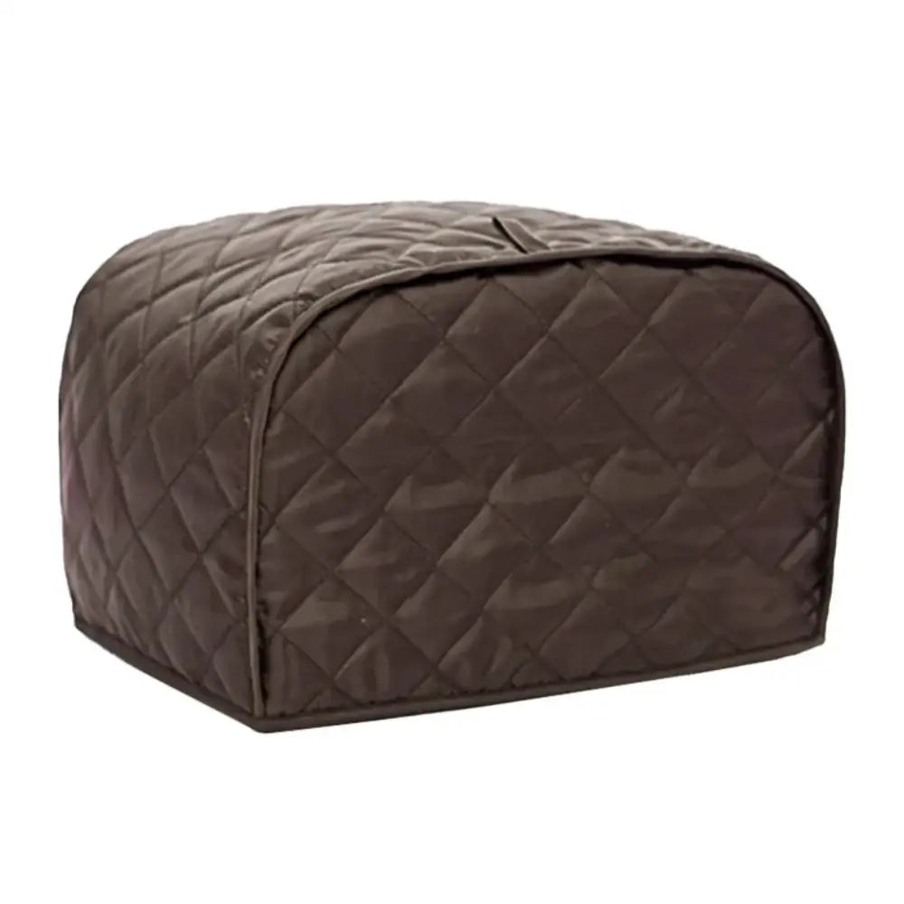 Brown quilted fabric bread machine cover for protecting kitchen appliances including slice toaster cover and toaster cover