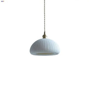 Blue ribbed ceramic led pendant lamp with brass accents and twisted cord for kitchen decorbites ceramic led pendant