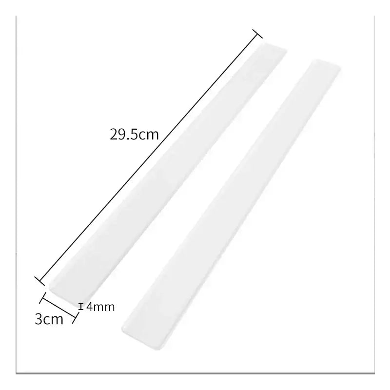 Two translucent white plastic ruler strips 29.5cm by 3cm for blue silicone rolling balance ruler with wood handles