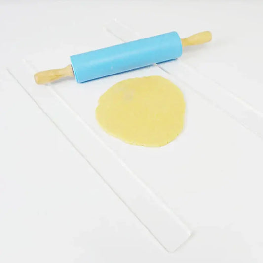 Blue silicone rolling balance ruler with wooden handles kitchen tool for precise dough rolling and measuring
