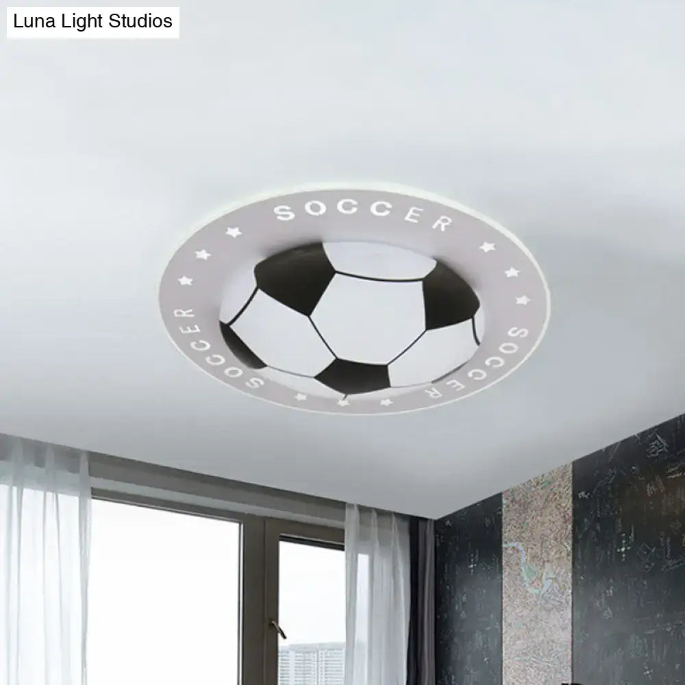Decorbites kids led flush mount spotlight black and white soccer ball ceiling light with acrylic shade and soccer lettering