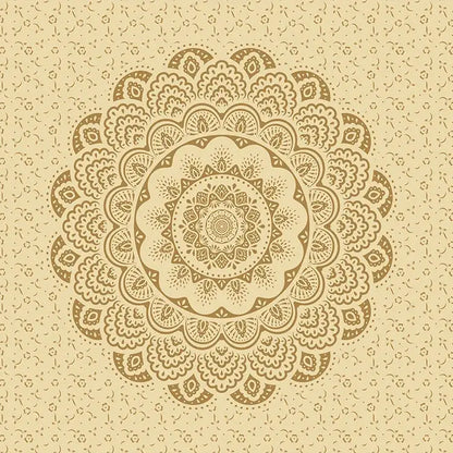 Beige floral mandala tapestry with intricate tan patterns featured in decorbites bohemia room fabric poster for bedroom decor